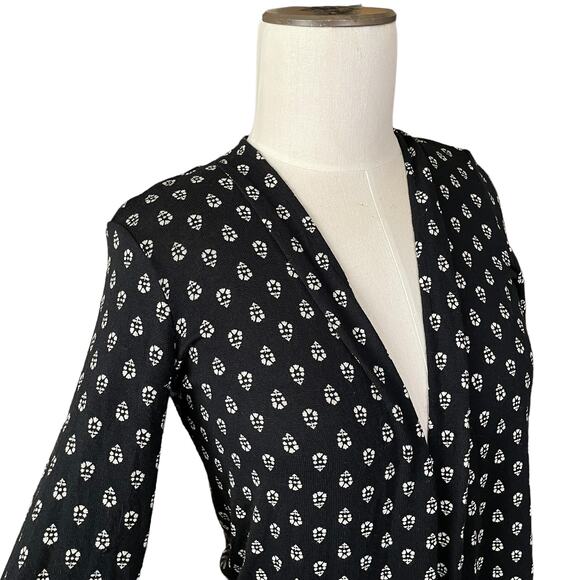 J. Jill Cardigan Womens XS Petite Wearever Collection Open Front Black Geometric - Picture 2 of 12